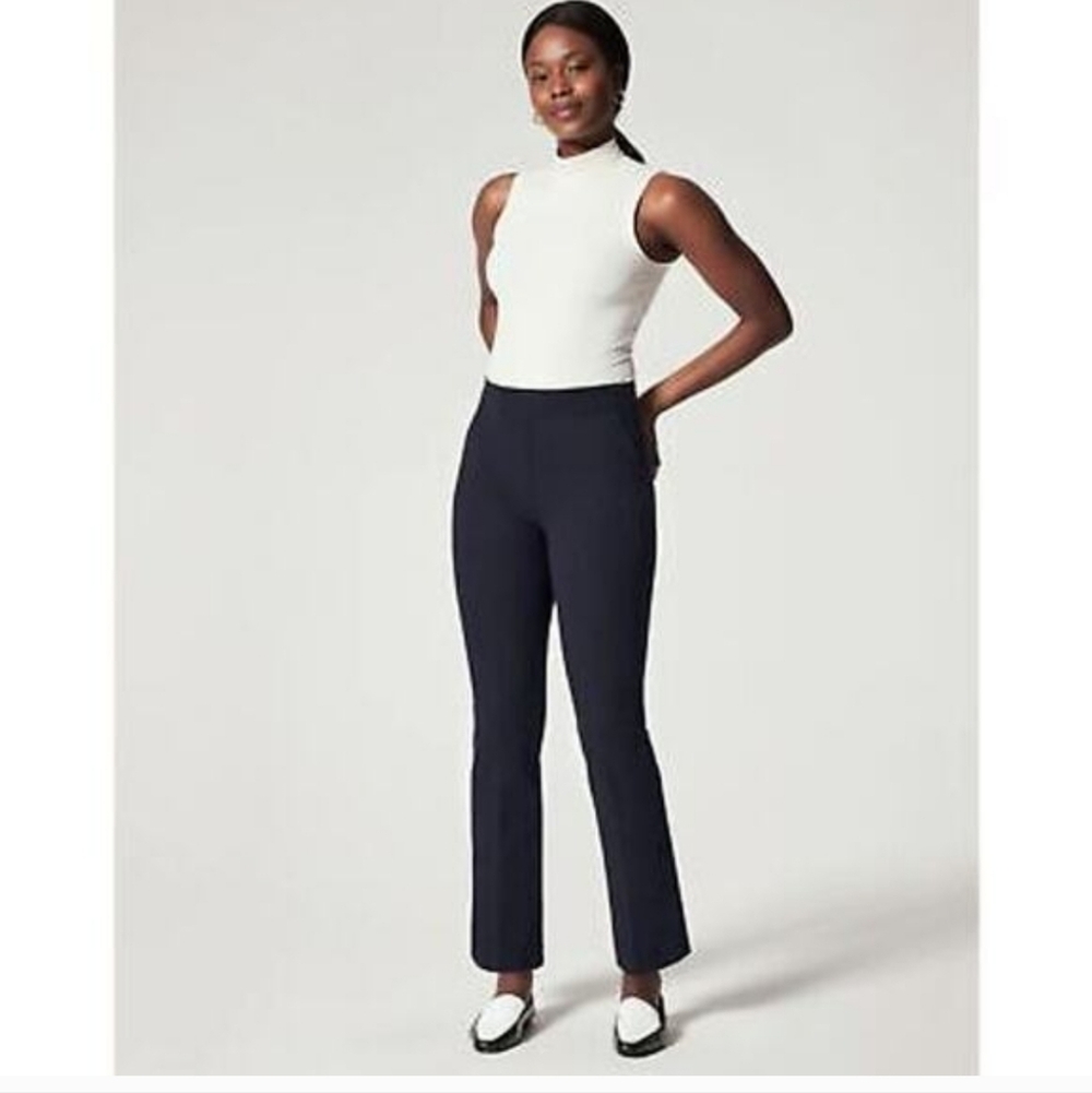 SPANX Perfect Kick Flare Pant Dark Navy Pull On Pants Sz LP EUC